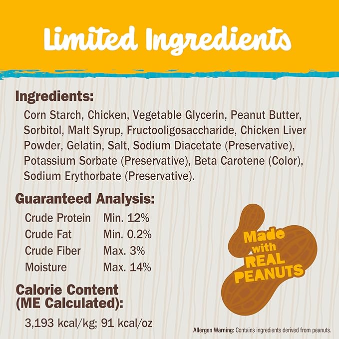 Cadet Chewalicious Classic Chewy Twists with Real Peanut Butter, Rawhide-Free Healthy Dog Chews, Limited-Ingredient & Long-Lasting Chew Treats for Dogs, Peanut Butter Flavor, 15 Count