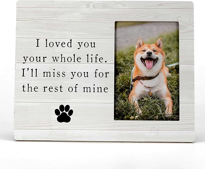 FONDCANYON Pet Memory Picture Photo Frame, Cat & Dog Memorial Frames, Sympathy Gift for Pet Loss (4x6 Inch) (Color-2)