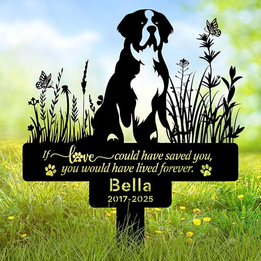 Custom Bernard Memorial Stake – Personalized Pet Grave Marker Tombstone for Bernard, Outdoor Garden Metal Sign, Bernard Dog Remembrance Plaque, Pet Bernard Dog Loss Gifts