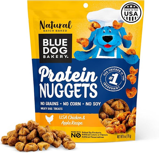 Blue Dog Bakery Protein Jerky Nuggets, Made w/Real Chicken & Apples, USA Chicken #1 Ingredient, Healthy Dog Treats, All Natural, 6 oz (Pack of 1)