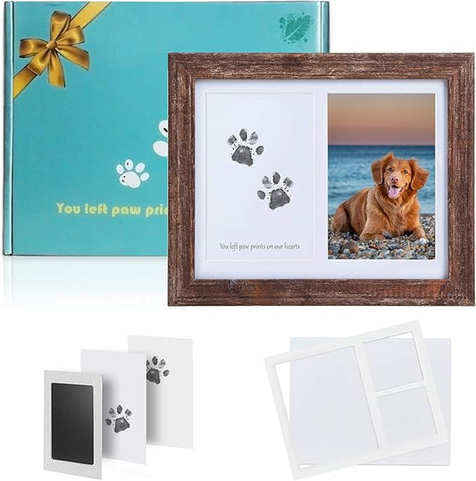 KCRasan Paw Print Kit - Memorial Picture Frame with Pawprints - Cat or Dog Paw Print Keepsake Frame, Sympathy Gift
