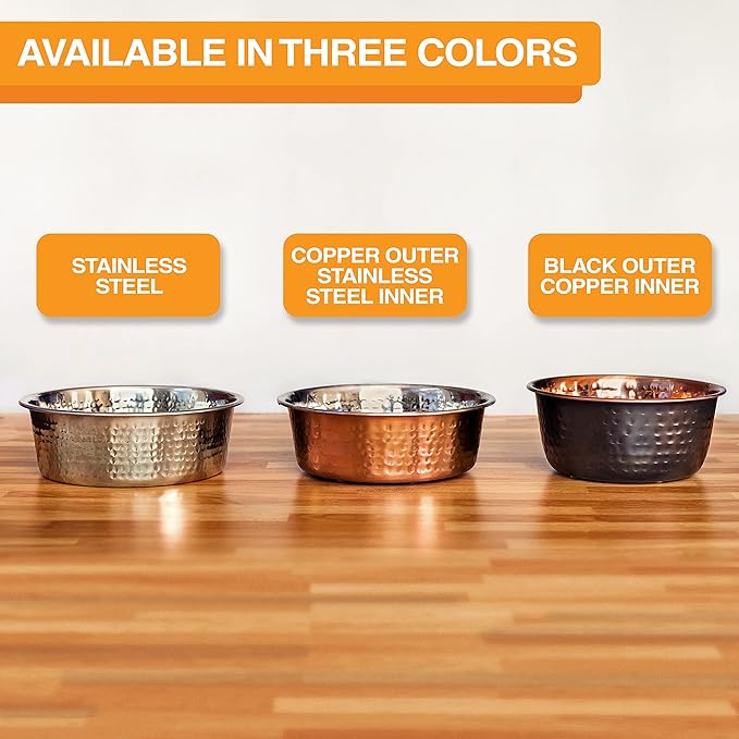 Neater Pet Brands Hammered Decorative Designer Bowls - Luxury Style Premium Dog and Cat Dishes (Small, Copper)