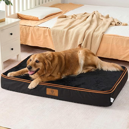 Orthopedic Memory Foam XXL Dog Bed - 6" Thick Beds for Extra Large Sized Dog - Waterproof Removable Washable Cover & Wrap-Around Zipper - Ultimate Comfort & Easy Maintenance, Black