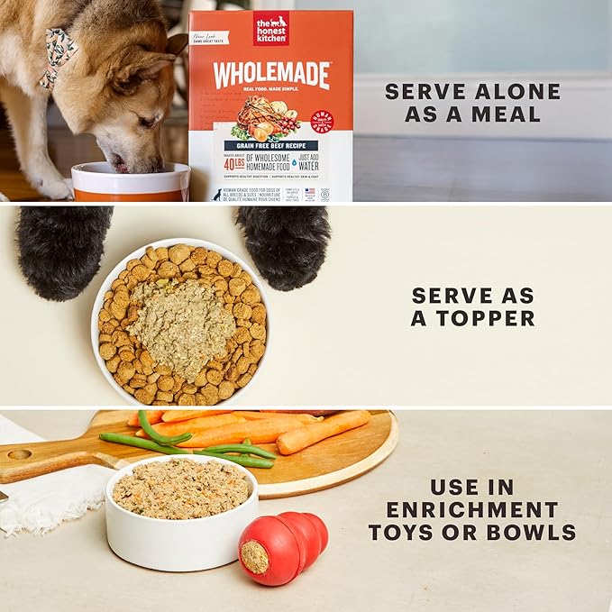 The Honest Kitchen Human Grade Wholemade™ Dehydrated Dog Food, Whole Grain Beef & Oat, 4 lb (makes 16lbs)