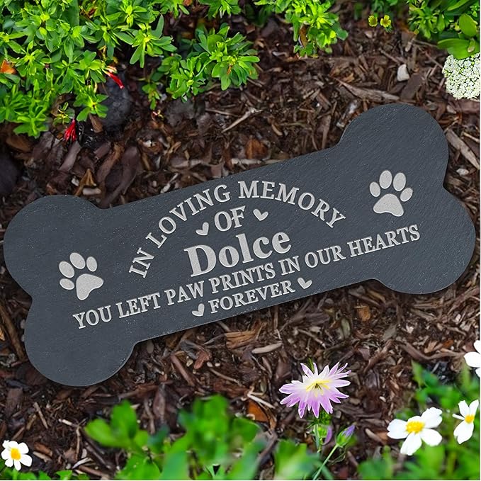 Dog Memorial Gifts for Loss of Dog, Pet Memorial Stone, Pet Memorial Gifts for Dogs, Loss of Dog Sympathy Gift, Dog Bereavement Gifts, Pet Loss Gifts - in Our Hearts Forever Bone