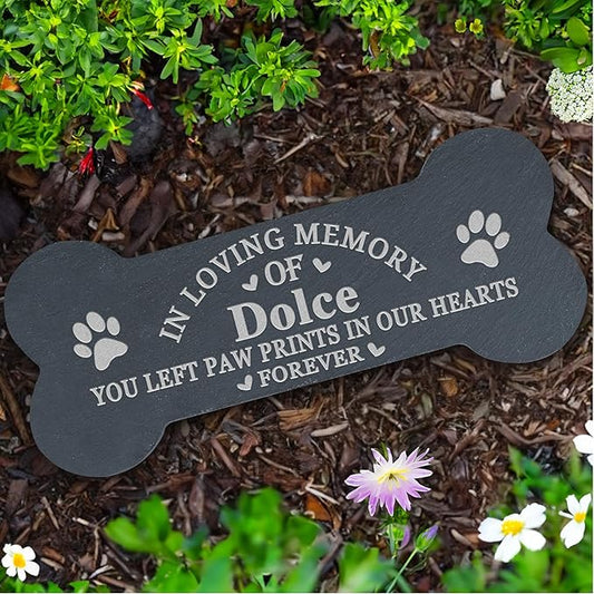 Dog Memorial Gifts for Loss of Dog, Pet Memorial Stone, Pet Memorial Gifts for Dogs, Loss of Dog Sympathy Gift, Dog Bereavement Gifts, Pet Loss Gifts - in Our Hearts Forever Bone