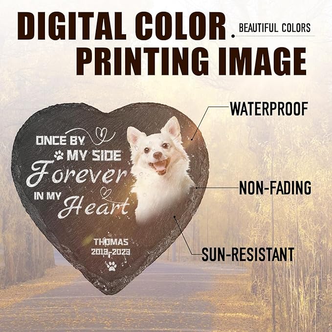 Dog Memorial Gifts for Loss of Dog, Personalized Pet Memorial Stone Plaque with Photo Name, Custom Pet Grave Headstone, Loss of Pet Sympathy Gift for Dog Cat Lovers