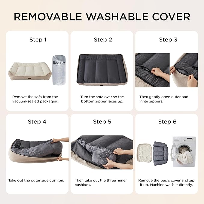 Bedsure SupportMax™ XL Pro Orthopedic Dog Beds Large Sized Dog - As Seen on TV Extra Thick Supportive Dogs Couch with Waterproof Washable Cover, Extra Large Comfort Pet Sofa with Sherpa, Grey, 45"