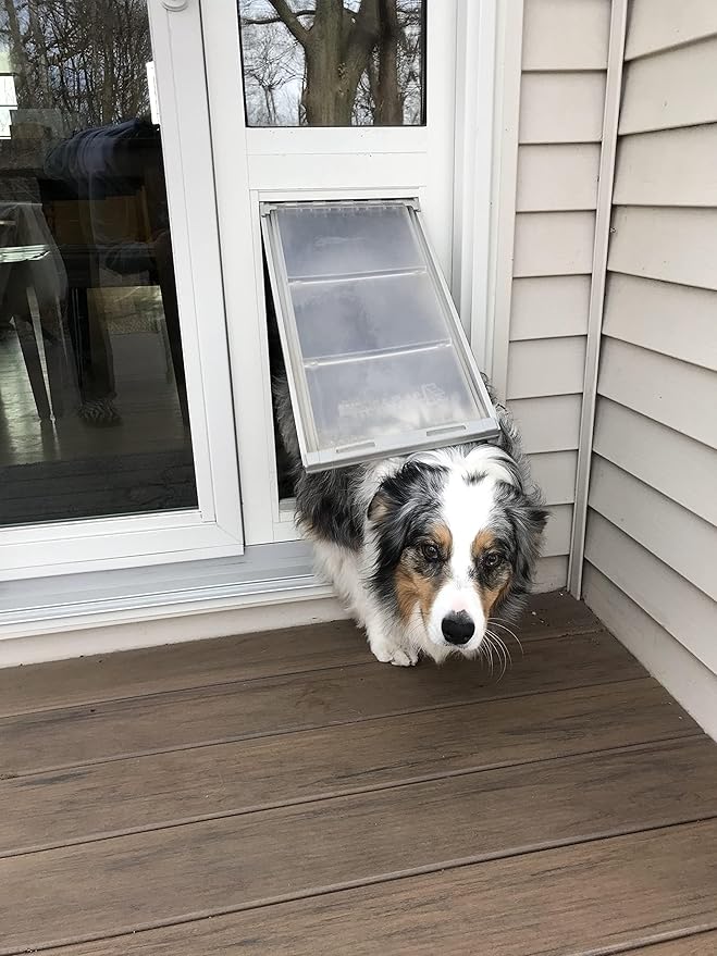 Endura Flap Thermo Panel Pet Door for Sliding Glass Doors | Heavy-Duty Aluminum Frame with Secure Locking Cover | Energy Efficient & Easy Install | White, Large Flap, 77.25"-80.25" Slider Height