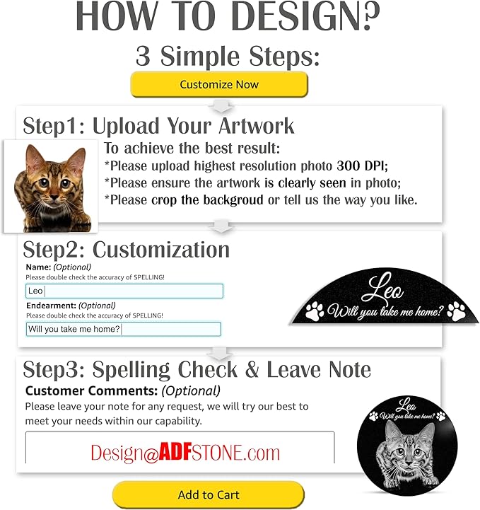ADFSTONE Pet Memorial Stones Personalized Dog Remembrance Gifts, Customized Cat Picture Grieving Plaque, DIY Gravestone, Custom Sympathy Photo Gift, Animal Grave Markers