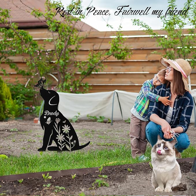 Custom Dog Grave Markers Outdoor, Personalized Pet Grave Marker Stake Dog Memorial, Outdoor Weatherproof Pet Cemetery Sign, Personalized Dog Memorial Gifts for Loss of Dog