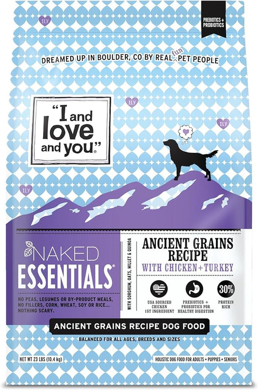 I and love and you Naked Essentials Ancient Grains Dry Dog Food - Chicken + Turkey - High Protein, Real Meat, No Fillers, 23lb Bag