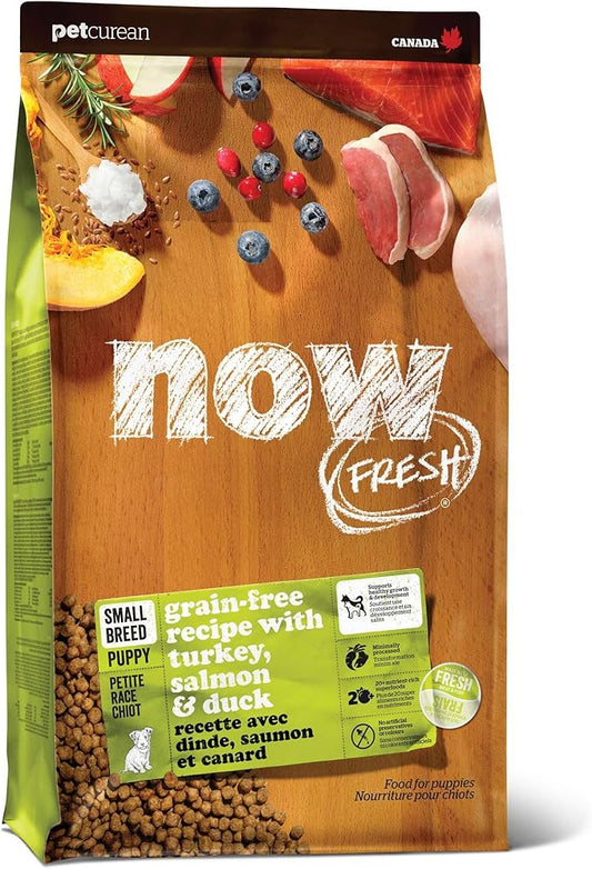 Now Fresh Grain-Free Small Breed Dry Puppy Food with Turkey, Salmon & Duck, Healthy Kibble for Growing Dogs with Real Poultry & Fish, Chicken-Free, Pumpkin & Probiotics for Good Digestion, 3.5 lb Bag