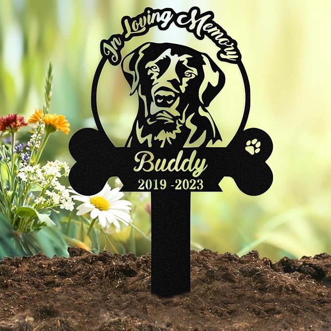 Custom Dog Grave Markers Outdoor, Personalized Pet Grave Marker Stake Dog Memorial, Outdoor Weatherproof Pet Cemetery Sign, Personalized Dog Memorial Gifts for Loss of Dog