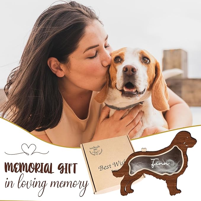 9" Golden Retriever Dog Hair Keepsake Box, Wooden Pet Urns for Dogs, DIY Pet Loss Sympathy Gifts, Unique Gift Dog Shape Standable Table Decor, Idea Gift for Pet Lover Storing Fur Teeth Ashes PSD6-15L