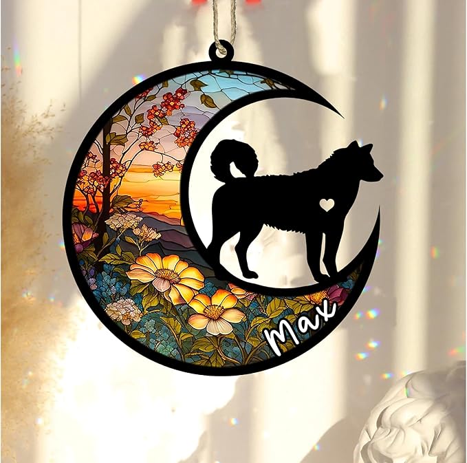 Personalized Dog Memorial, Custom Name Husky Dog Christmas Ornament with Name, Custom Breeds, Pet Loss Light Catcher, Gifts for Lovers Loss of Pet Sympathy on Mothers Day Christmas