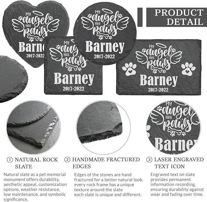 ubjva Dog Memorial Stone Dog Memorial Gifts for Loss of Dog Pet Garden Stone for Indoor Outdoor Lawn Backyard Cemetery Decorations - Style10(Laser Engraving)