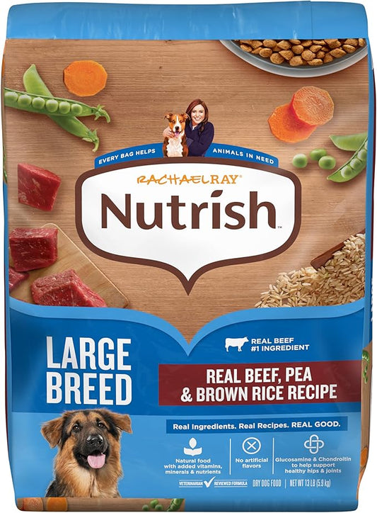 Nutrish Rachael Ray Dry Dog Food Large Breed Real Beef, Pea & Brown Rice Recipe, 13 lb. Bag