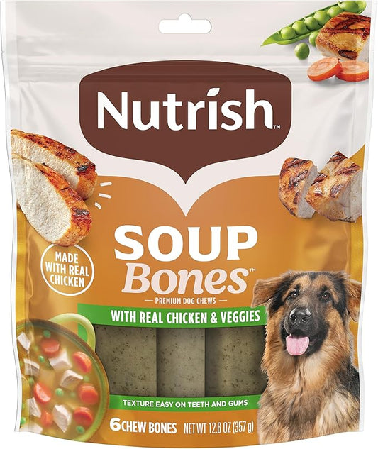 Nutrish Soup Bones Premium Dog Chews with Real Chicken and Veggies, 6 Chews (Rachael Ray)