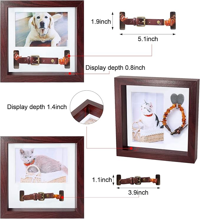 KCRasan Pet Memorial Picture Frame - Sentiment Frame for Loss of Dog or Cat Gifts - Pet Collar Frame Remembrance Sympathy Tribute Keepsake, Mahogany