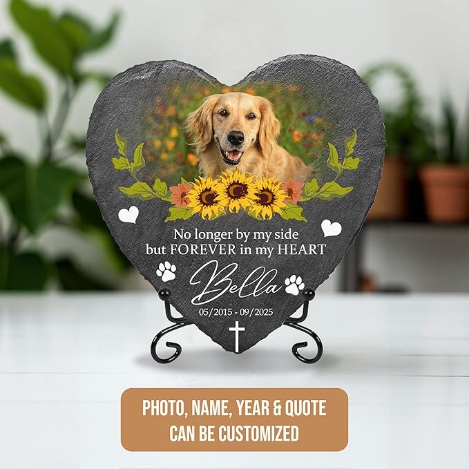 Custom Pet Stone Memorial Dog Memorial Plaque with Photo | Pet Memory Stone for Dog Sympathy Gifts Personalized Gifts for Dogs | Customized Headstone in Loving Memory Pets for Pets Lovers