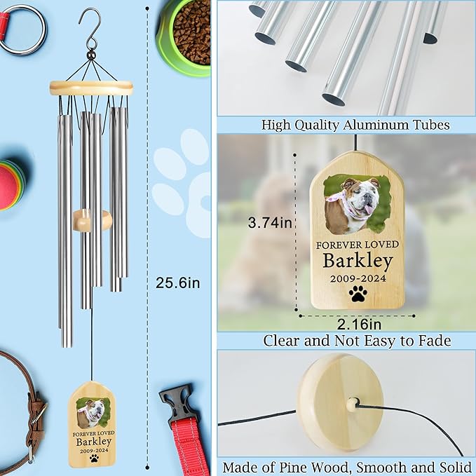 Pet Memorial Wind Chime, Pet Loss Gifts, Pet Memorial Gifts for Dogs, Dog Memorial Gifts for Loss of Dog, Loss of Dog Sympathy Gift, Dog Remembrance Gift, in Memory of Dog Cat - Forever Loved