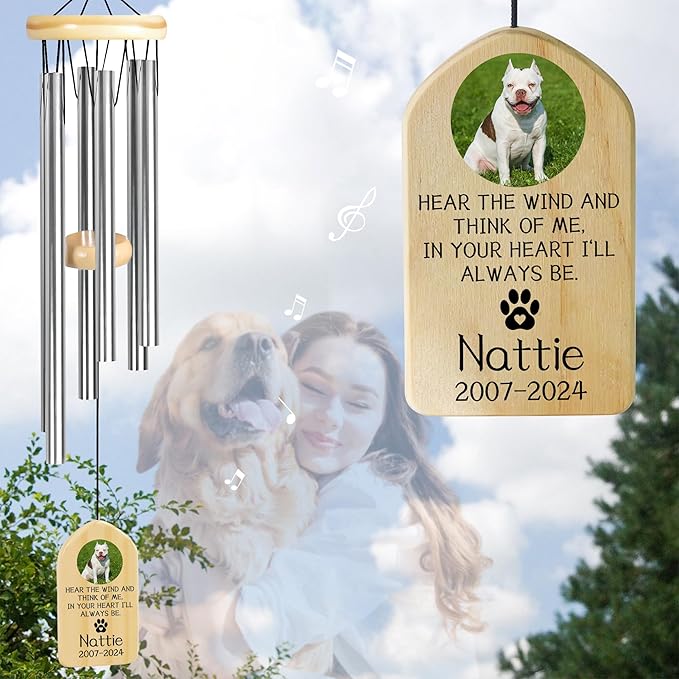 Dog Memorial Gifts for Loss of Dog, Pet Memorial Wind Chime, Pet Memorial Gifts, Pet Loss Gifts, Loss of Dog Sympathy Gift, Dog Remembrance Gift, in Memory of Dog Cat - Heart I'll Always Be