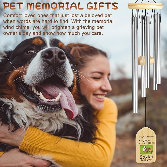 Dog Memorial Gifts for Loss of Dog, Pet Memorial Wind Chime, Pet Memorial Gifts, Pet Loss Gifts, Loss of Dog Sympathy Gift, Dog Remembrance Gift, in Memory of Dog Cat - Love and Remember You