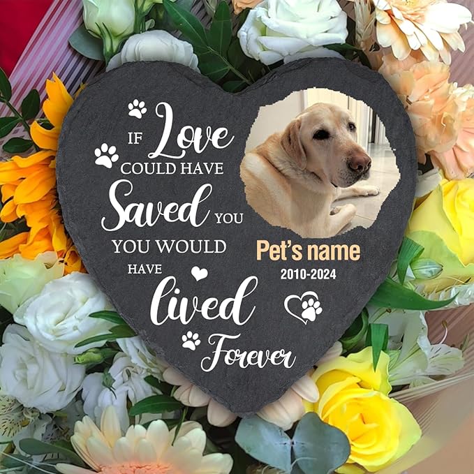 Cowcute Personalized Pets Memorial Stones with Photo and Name, Customized Dog Memorial Gifts for Loss of Dog, Loss of Cat Sympathy Gift, Dog Passing Away Gifts, Dog Bereavement Gifts