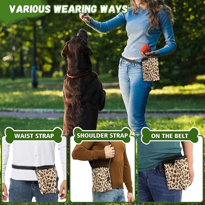 Brown Paws Dog Treat Bag Animal Walking Snack Container, Puppy Dog Training Treat Bag Dog Food Dispenser Treat Snack Bags for Pet Puppy Travel or Outdoor Use