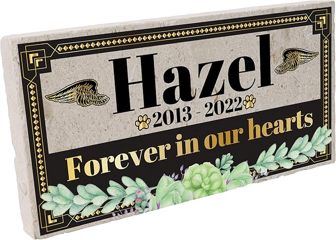 Personalized Pet Memorial Stone, 6x12 Custom Limestone Pet Grave Markers as Keepsake or Pet Remembrance, Thoughtful Pet Loss Gifts for Bereaved Pet Owners, Personalized Memorial Gifts (Hazel)