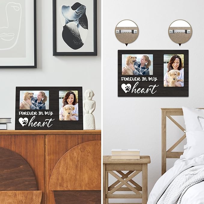 cocomong Dog Memorial Gifts for Loss of Dog, Pet Memorial Gifts Picture Frame, Sympathy Gift Pet Picture Frame Holds 2 4x6 Inches Photos for Family & Friend