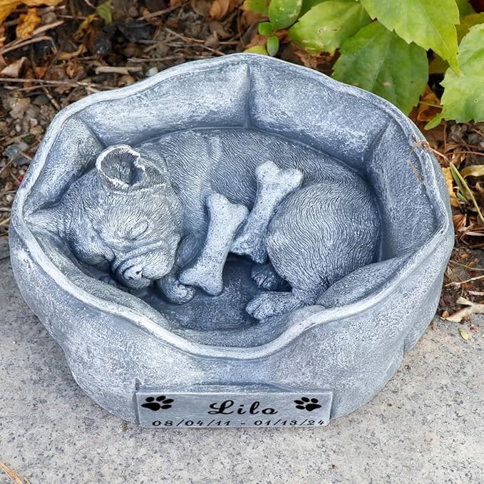 Dog Memorial Stone Statue Dog Garden Statue Pet Loss Gifts Pet Memorial Gifts Dog Grave Marker or Garden Memorial Stone Waterproof and Weatherproof Dog Plaque Personalized Memorial Tombstone