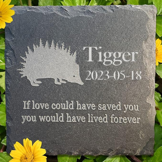 Pet Memorial Stone Gift - Garden Memorial Gravestone - Hedgehog Grave Marker - Sympathy Headstone - Personalized Hedgehog Loss Sympathy Gift - Memorial Gifts - Bereavement Gift for Loss of Pet