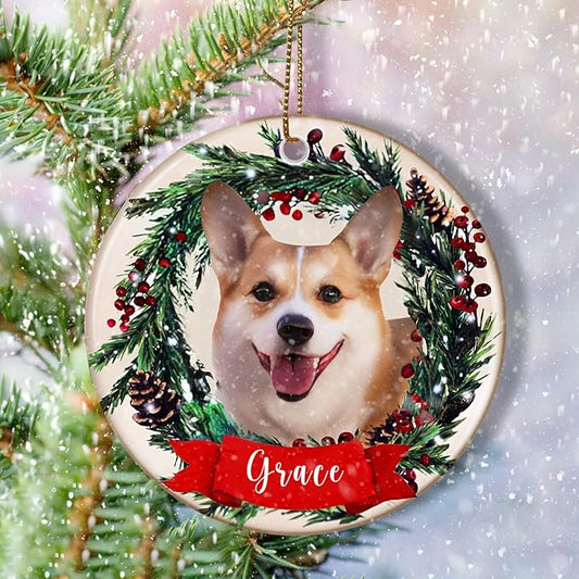 Personalized Pet Ornament - Custom Dog & Cat Christmas Photo Ornament, Pet Memorial Gift