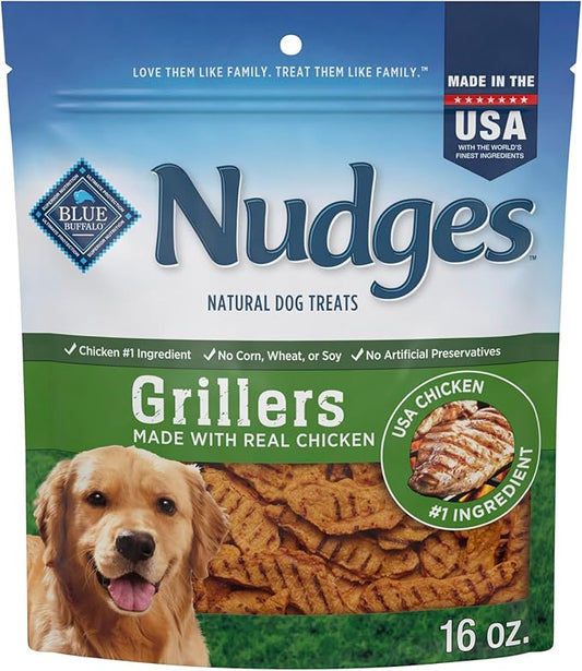 Blue Buffalo Nudges Grillers Natural Dog Treats, Made in the USA with Real Chicken, 16-oz Bag
