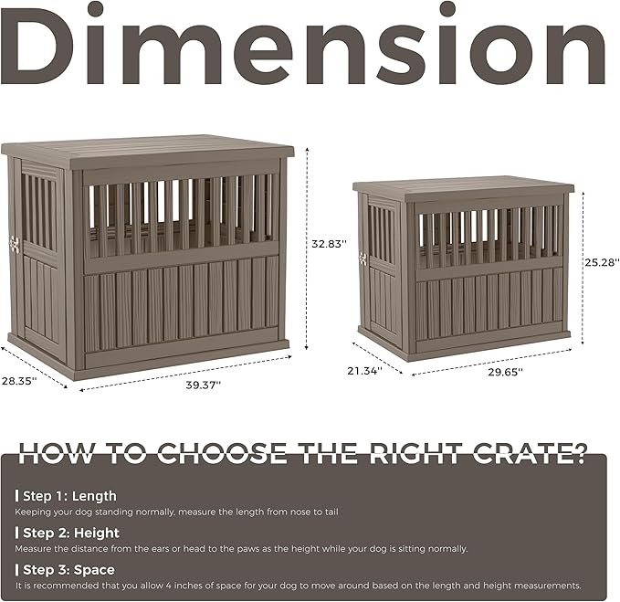 Durable Dog Crate Furniture with Lockable Door,Dog House Indoor for Small Medium Large Dogs (Light Brown, Medium)