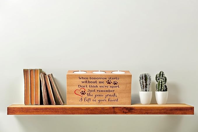 Dog Memorial Gifts for Loss of Dog, Pet Memorial Gifts for Dogs, Loss of Dog Sympathy Gift, Pet Loss Gifts, Dog Bereavement Gifts, Dog Cat Passing Away Gifts, Candle Holder 3 Votive Tea(When Tomorrow)