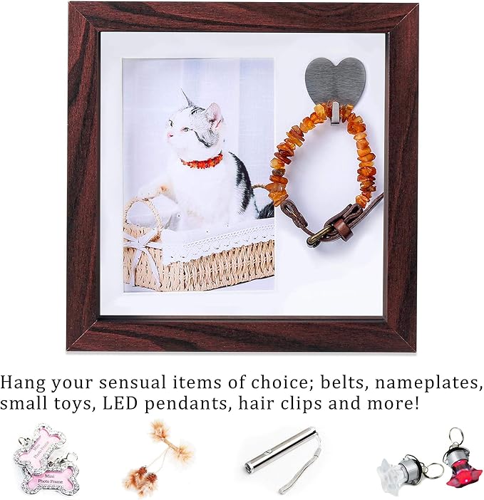 KCRasan Pet Memorial Picture Frame - Sentiment Frame for Loss of Dog or Cat Gifts - Pet Collar Frame Remembrance Sympathy Tribute Keepsake, Mahogany