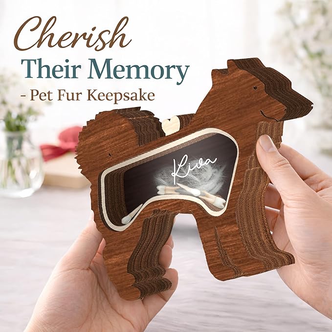 9" Siberian Husky Dog Hair Keepsake Box, Wooden Pet Urns for Dogs, DIY Pet Loss Sympathy Gifts, Unique Gift Dog Shape Standable Table Decor, Idea Gift for Pet Lover Storing Fur Teeth Ashes PSD6-33L