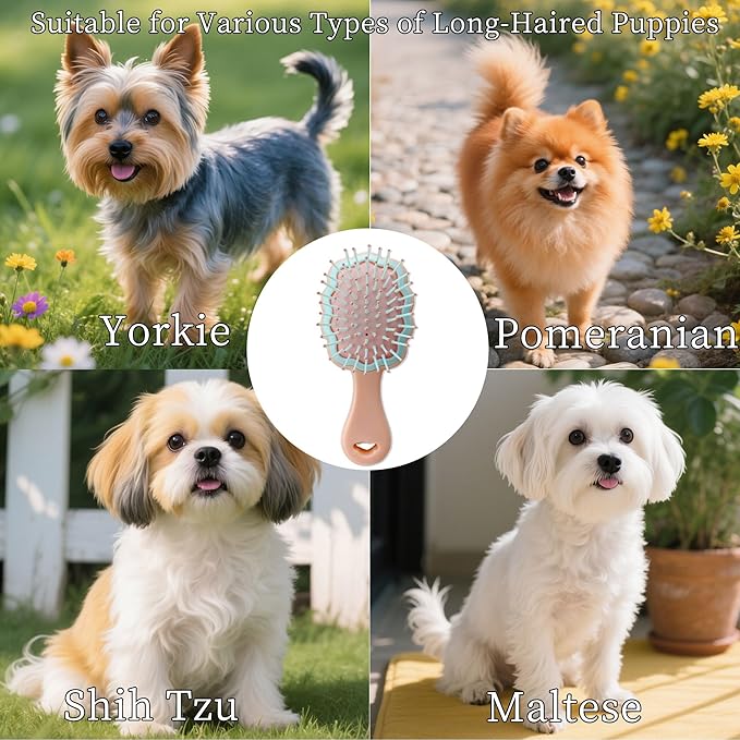 Gentle Cloud Air Cushion Brush Small Dogs Grooming with Gift Box, Fit for Yorkie, Shih Tzu, Pomeranian, Maltipoo, Maltese, Toy poodle, Puppy Essentials (Pink)