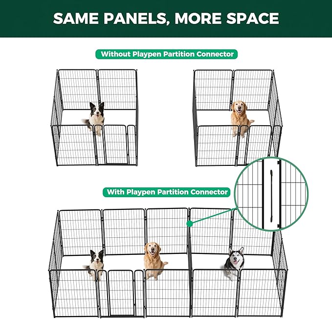 FXW Playpen Connectors, 2-Pack (Playpen Not Included), Accessories Only fit FXW Homeplus/Rollick/Instant 40inch Height Dog Pen, Black│Patent Pending