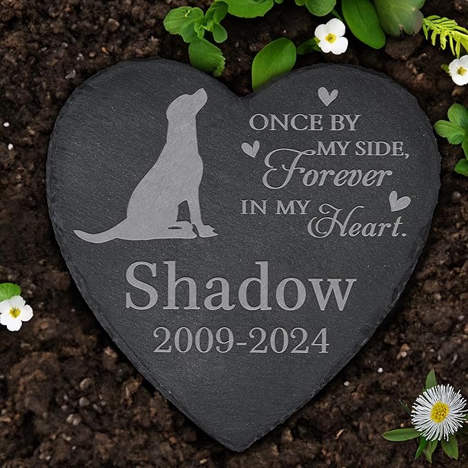 Personalized Pet Memorial, Dog Memorial Stone, Memorial Gifts for Dog, Dog Tombstone, Dog Grave Marker, Dog Loss - Heart-Shaped