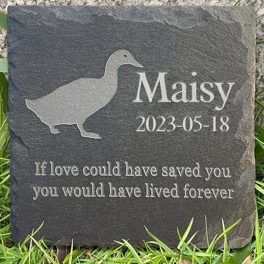 Personalized Duck Memorial Stone, Custom Duck Sympathy Gift Memorial Loss Gifts Personalized Pet Gravestone Duck Garden Stone Duck Tombstone - Duck