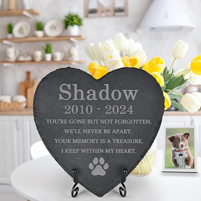 Pet Memorial Gifts, Pet Memorial Stone, Dog Memorial Gifts for Loss of Dog, Pet Remembrance Gift, In Memory of Dog Cat, Loss of Pet Sympathy Gift, Pet Loss Gifts - Keep Within My Heart(Heart-shaped)