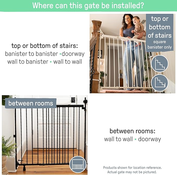 Ingenuity Stairway+ 46W Series Safety Pet and Baby Gate, 32"-48" Wide, 32.5" Tall, Pressure or Hardware Mounted, Install Wall to Wall or Bannister to Bannister to Bannister in Doorway or Stairway