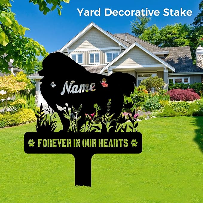 Custom Pomeranian Pom Dog Memorial Stake, Personalized Dog Grave Marker, Metal Pet Tombstone, Outdoor Sympathy Sign for Garden Yard Decor, Pet Loss Gift