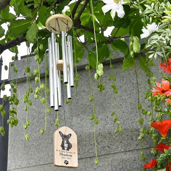 Dog Memorial Gifts, Jocidea Personalized Pet Memorial Wind Chime, Loss of Dog Sympathy Gift, Pet Remembrance Gifts, in Memory of Dog Cat, Loss of Pet - Heart Pawprint
