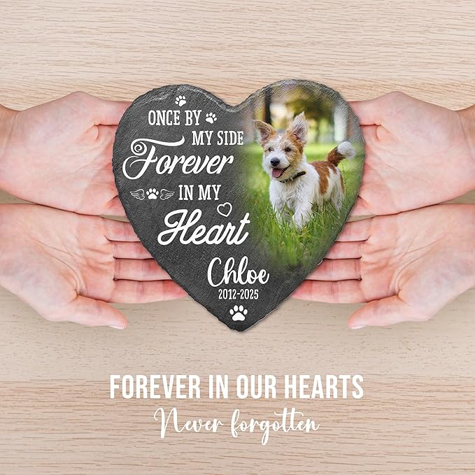 Dog Memorial Stone Personalized with Picture | Remembrance Stone for Dogs | Custom Pet Loss Plaque Gift | in Loving Memory Personalized Pet Memorial Stones for Dogs