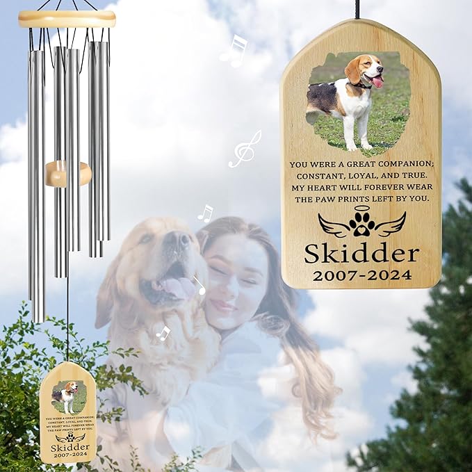 Pet Memorial Wind Chime, Pet Loss Gifts, Pet Memorial Gifts for Dogs, Dog Memorial Gifts for Loss of Dog, Loss of Dog Sympathy Gift, Dog Remembrance Gift, in Memory of Dog Cat - Great Companion